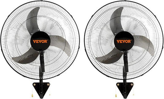 VEVOR Wall Mount Fan, 2 PCS 18 inch Oscillating, 3-speed High Velocity Max. 4000 CFM Industrial Wall Fan for Indoor, Commercial, Residential, Warehouse, Greenhouse, Workshop, Basement, Garage,Black