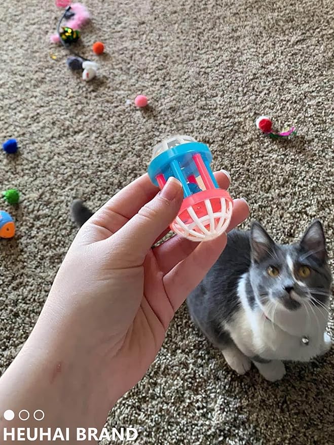 10-Pack Cat Toy Balls with Bells for Kittens and Cats (1.5'' - 2.2'', Cat Toys Mega Set)