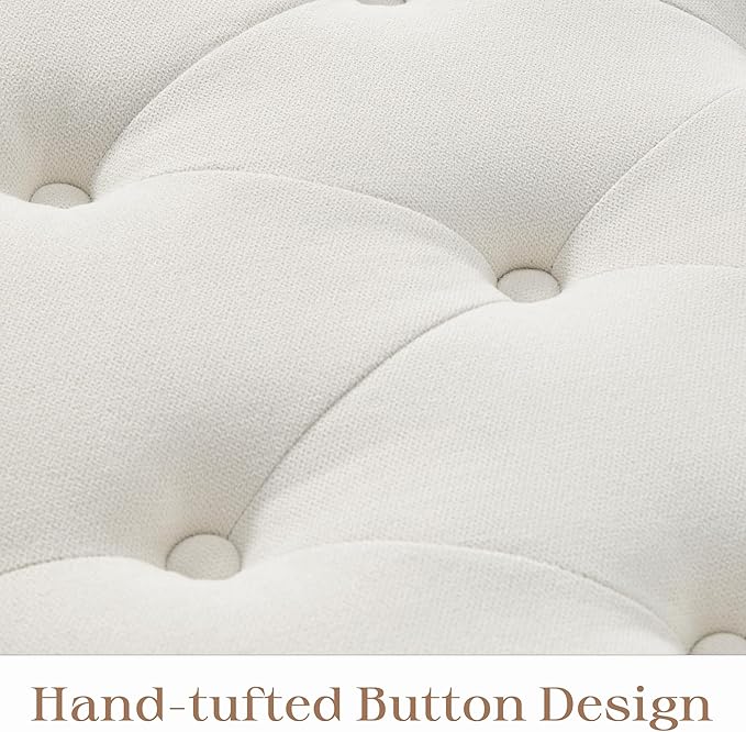 Ottoman with Storage, 48.8" Fabric Storage Ottoman Bench with Hinge, Bedroom Bench, Upholstered Benches with Seating for Living Room, Entryway (Beige)