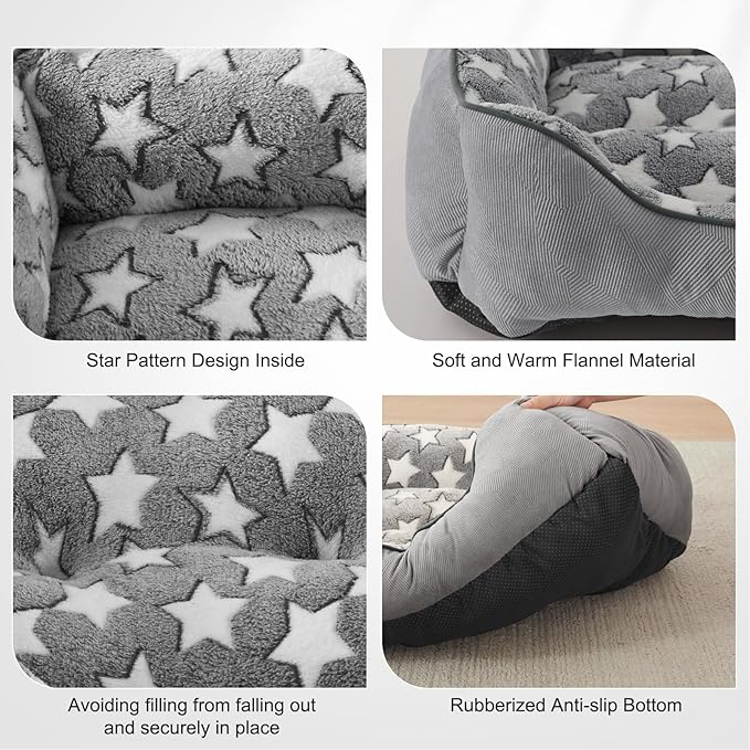 SIWA MARY Rectangle Dog Bed for Medium Large Dogs, Calming Dogs Bed Large Size, Orthopedic Dog Sofa Bed, Warming Soft Calming Sleeping Puppy Bed, Pet Bed with Anti-Slip Bottom, M(30"x24"x9")