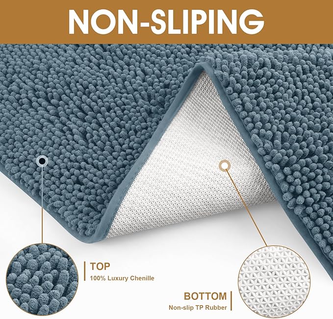 IM HOME 36" x 24" Dusty Blue Dog Door Mats for Muddy Paws, Chenille Absorbent Dog Mat, Non Slip Heavy Mud Mat for Dogs, Soft Pet Bed Mat for Entryway, Mud Paws, Inside Floor