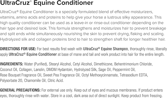 UltraCruz Equine Foaming Horse Shampoo, Conditioner Bundle, 32 oz Each with 16 oz Detangler