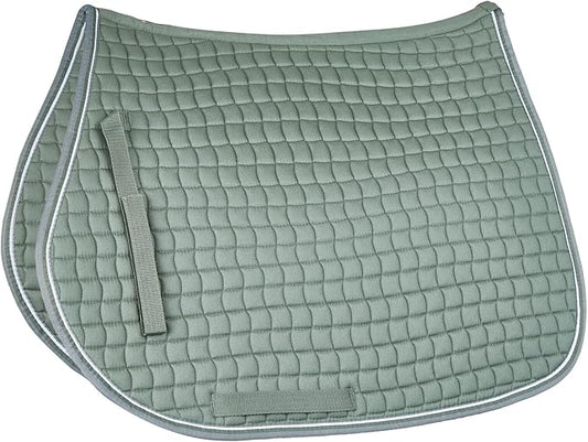 HORZE Adepto Padded All Purpose Quilted Equestrian Saddle Pad for Horses with Two-Tone Trim