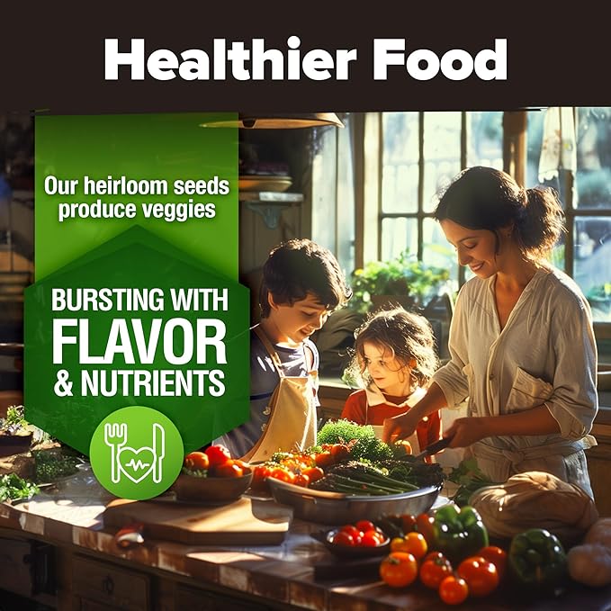 HOME GROWN 𝗨𝗦𝗔 𝗣𝗥𝗘𝗠𝗜𝗨𝗠 10 Variety Vegetable 2,000+ 𝗡𝗢𝗡-𝗚𝗠𝗢 Seeds (Kale Lettuce Tomato Broccoli Beans Peas Bell Peppers Carrot Cucumber Radish) – Indoor & Outdoor Garden Survival Seeds