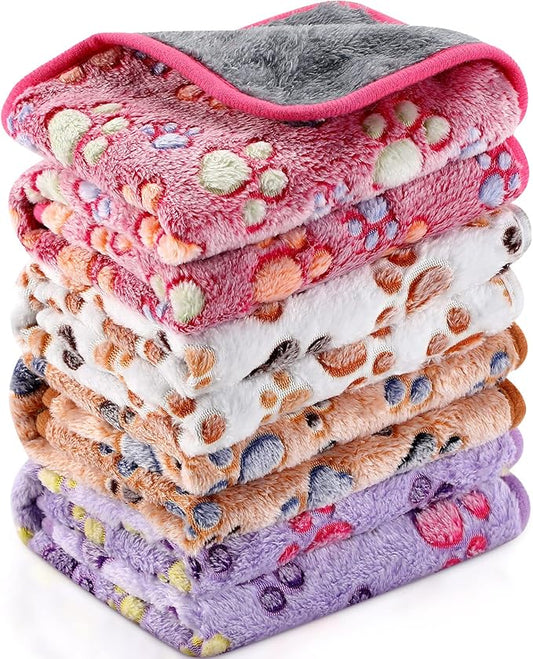 Reginary 4 Pcs Waterproof Guinea Pig Blankets Washable Small Animal Fleece Bedding Absorbent Guinea Pig Cage Liners Reusable Pet Pee Pad Sleep Mat for Hamster Ferret(Paw Print,35 x 24 Inch)