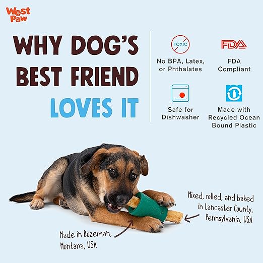 WEST PAW Funnl Dog Chew Toy - Interactive Treat Toys for Dogs - Toy Fillable with Earth Animal No-Hide Chews - Large 4.25" Marine | Made in USA