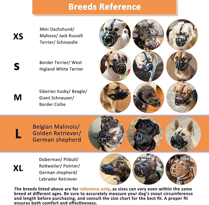 BARKLESS Dog Muzzle, Basket Muzzle for Biting, Chewing and Scavenging, Humane Cage Mouth Cover, Perfect for Grooming and Training Large Aggressive Reactive Dogs (L, Brown)