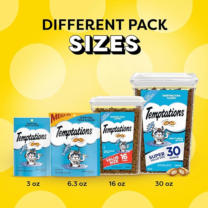 Temptations Classic Crunchy and Soft Cat Treats Tempting Tuna Flavor, 3 oz. Pouch (Pack of 12)