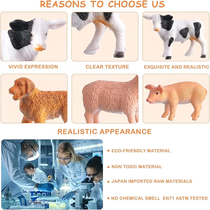 16Pcs Small Animals Figures, Realistic Farm Animals Toys for Cupcake Toppers, Learning Educational Toys, Birthday Party Favors Gift for Kids