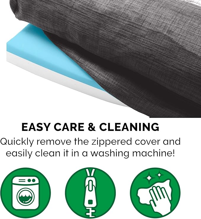 Furhaven Cooling Gel Dog Bed for Large/Medium Dogs w/ Removable Bolsters & Washable Cover, For Dogs Up to 55 lbs - Luxe Faux Fur & Performance Linen Sofa - Charcoal, Large