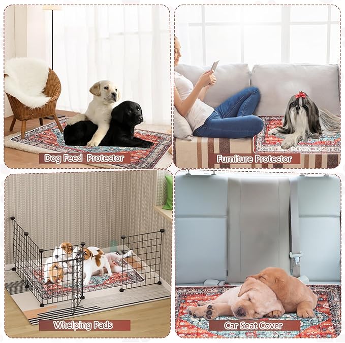 Washable Thickened Pee Pads for Dogs, 4 Pack (18"x24") Upgrade Reusable Puppy Pads with Non-Slip Rug, Super Absorbent Leakproof Puppy Training & Whelping Pads for Dogs, Doggie