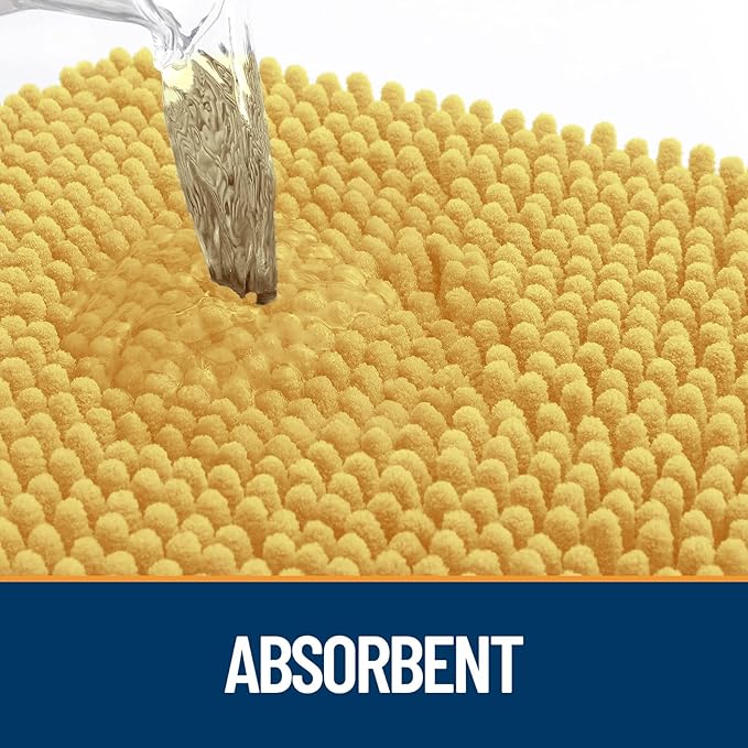 OLANLY Dog Door Mat for Muddy Paws 47x20, Absorbs Moisture and Dirt, Absorbent Non-Slip Washable Doormat, Quick Dry Chenille Mud Mat for Dogs, Entry Indoor Entryway Carpet for Inside Floor, Yellow