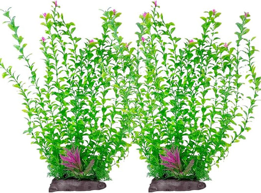 Hamiledyi Aquarium Plastic Plants Aquarium Decor Artificial Fish Tank Plants,Tall Fish Tank Decorations, Extra Large Aquarium Plant 20.4-inch Tall,2PCS