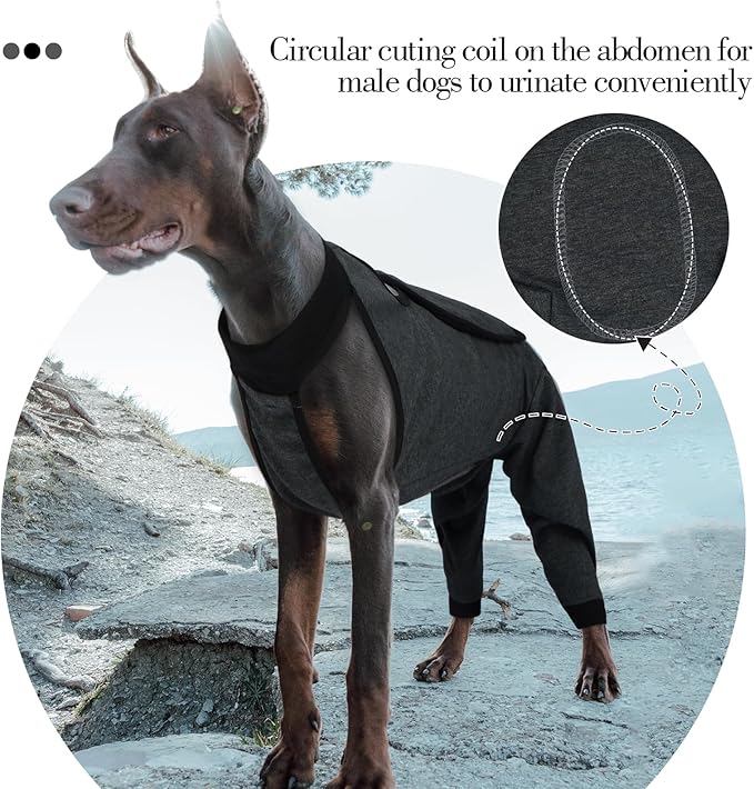 ROZKITCH Dog Surgery Leg Sleeve Rear Legs, Male Female Pet Prevent Licking Wound Elbow Knee Protector, Dog Recovery Suit Cone Collar Alternative Pants Shirt for Wound Heal Wrap Grey L