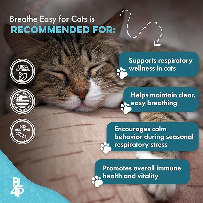 Cat Respiratory Comfort Supplement - Natural Breathe Easy Feline Support for All Seasons, Coughing, Occasional Nasal Stuffiness and Sneezing - 400 Odorless, Easy-to-Administer Tasteless Pills