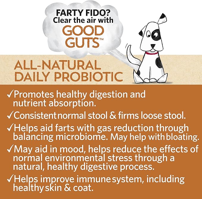 Fidobiotics Good Guts for Medium Mutts Probiotic for Dogs, 6 Billion CFUs, 11 Strains, 5 Digestive Enzymes, 2 Prebiotics, Digestive Gut Health for Dogs, Adult & Puppy Probiotics Supplements (30 Days)