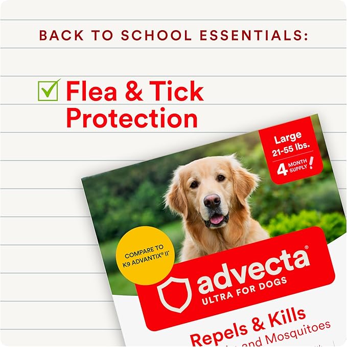 Ultra Flea And Tick Prevention For Dogs - Dog and Puppy Treatment and Control - Mosquito Repellent - Large, Fast Acting Waterproof Topical Drops, 4 Month Supply