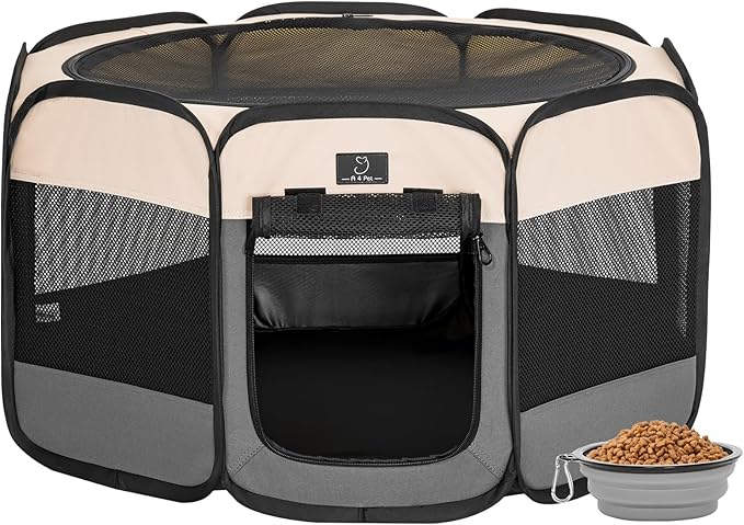 A4Pet Portable Kitten Playpen for Cats, 27" Foldable Pet Playpen for Puppy/Cat/Rabbit/Chick, with Removable Zipper Top & Mesh Panel(11”W × 7.5”H)