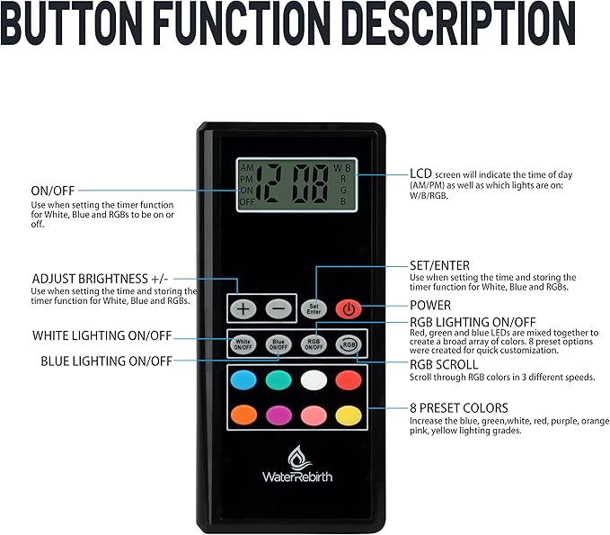 WaterRebirth Aquarium LED Light Fish Tank Light (20-26”)