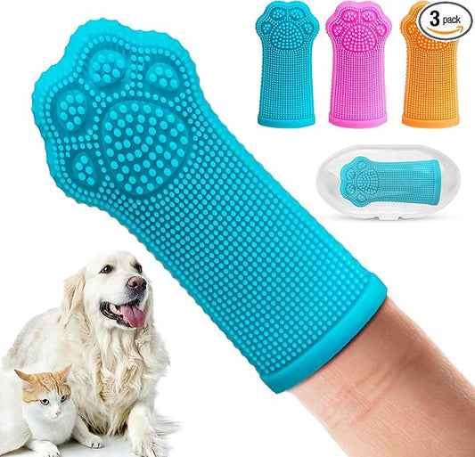 Hera Harmony Finger Toothbrush for Small Dogs, Cats & Puppies, Soft Silicone, 3 Pack