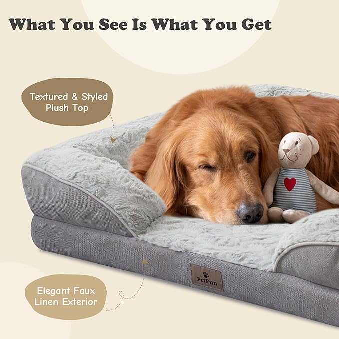 Orthopedic Dog Bed for Large Dogs - Big Washable Dog Sofa Beds Large, Supportive Foam Pet Couch Bed with Removable Washable Cover, Waterproof Lining and Nonskid Bottom