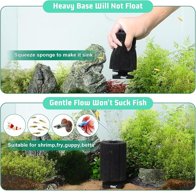 hygger Small Sponge Filter for Aquarium 3~30 Gallons Fish Tank Filter Betta Breeding Fry Shrimp Snails Foam Air Drive Filters