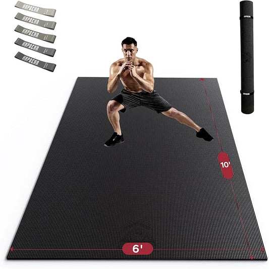 HAPBEAR Extra Large Exercise Mat-7'x5'/6'x8'/6'x9'/6'x10'/6'x12'x8mm(1/3 inch),Non-Slip, Ultra Durable, Thick Workout Mats for Home Gym Flooring Cardio, Yoga Mats for Fitness, High-Density Exercise Mat, Shoes-Friendly