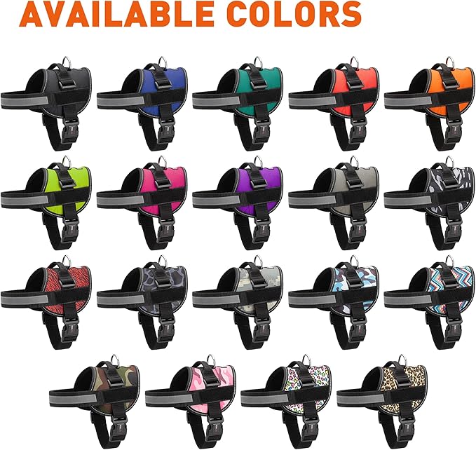 Dogline Dog Harness, Reflective No-Pull Adjustable Vest with Handle for Walking, Training, Breathable, No - Choke Harness for Small, Medium or Large Dogs Room for Patches Girth 33"-46" in Purple