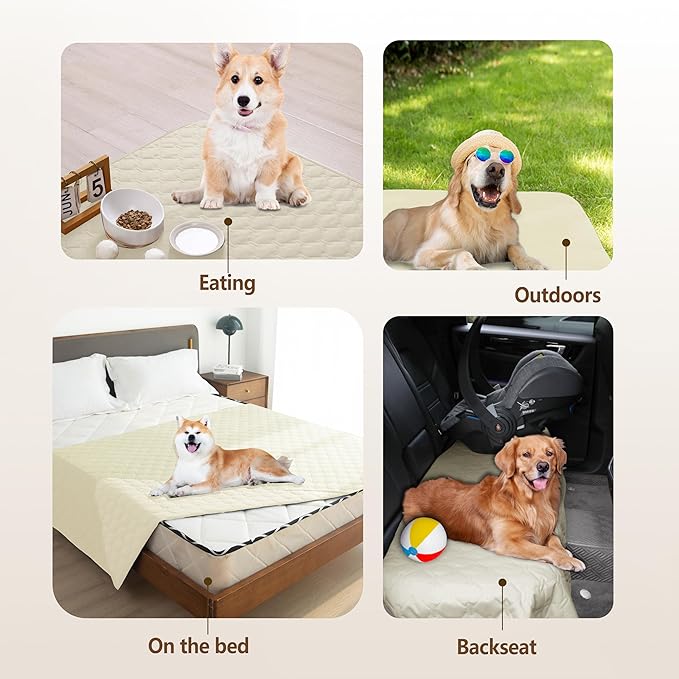 gogobunny 100% Double-Sided Waterproof Dog Bed Cover Pet Blanket Sofa Couch Furniture Protector for Puppy Large Dog Cat, Reversible (30x80 Inch (Pack of 1), Dark Cream/Light Cream)