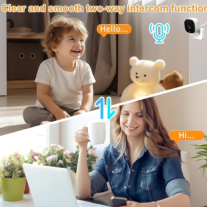 Indoor Cameras for Home Security with Color Night Vision & Siren, 2-Way Audio for Pet/Dog/Baby/Nanny, 2.4GHz WiFi Camera, Cloud & SD Card Storage