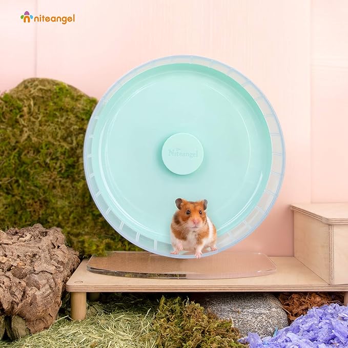 Niteangel Super-Silent Hamster Exercise Wheels: - Quiet Spinner Hamster Running Wheels with Adjustable Stand for Hamsters Gerbils Mice Or Other Small Animals (L, Mint Green)