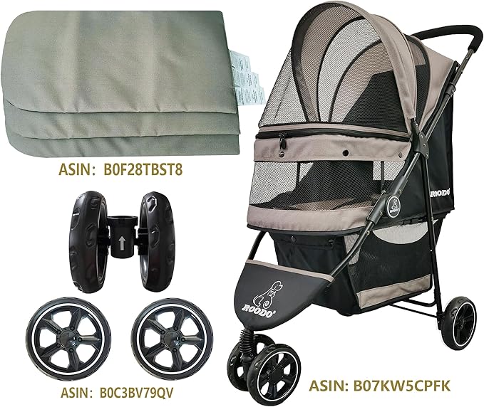 ROODO Pet Stroller Inner Pad for Exclusive Use,Original,Replaceable,Easy to Clean,Set of 3 pc(Gray)