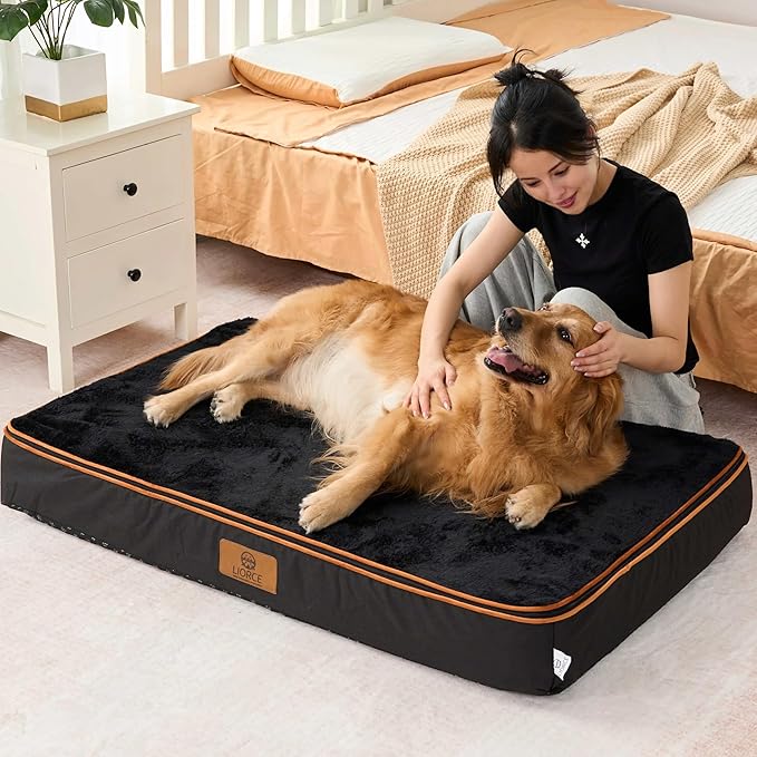 Orthopedic Memory Foam XXL Dog Bed - 6" Thick Beds for Extra Large Sized Dog - Waterproof Removable Washable Cover & Wrap-Around Zipper - Ultimate Comfort & Easy Maintenance, Black