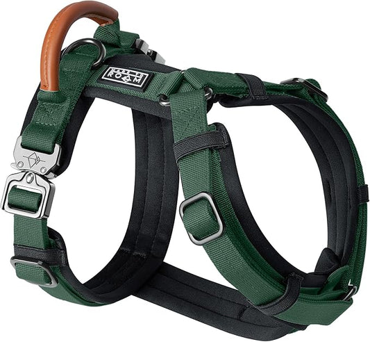 MADE TO ROAM Premium Explorer Harness - Y-Shaped Dog Harness with Adjustable Durable Nylon, Soft Padding, Metal Buckles and Leather Handle for Small, Medium, Large Dogs (Maine Marina, Size 5)