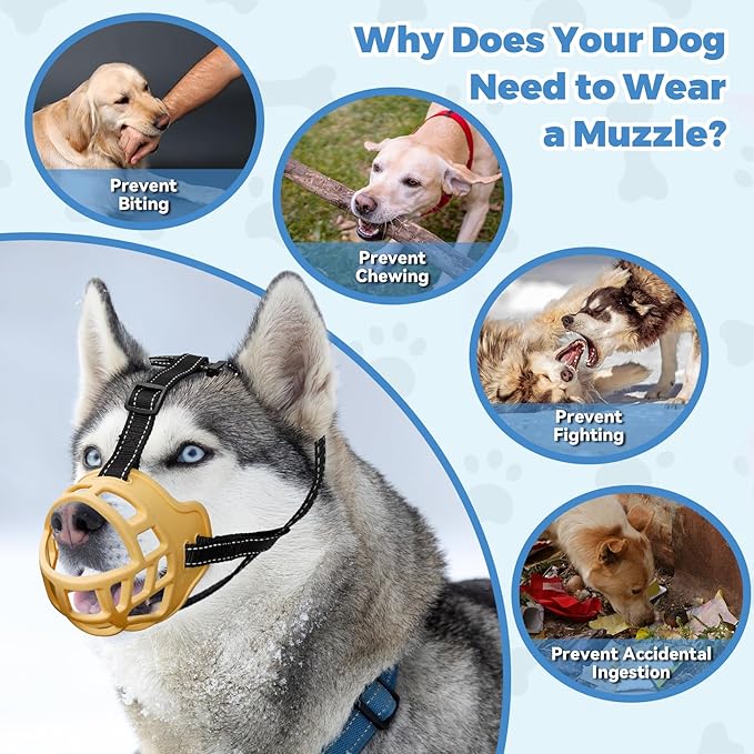 Dog Muzzle for Large Dogs, Breathable Basket Muzzles for Small, Medium and X-Large Aggressive Dog, Allows Panting Drinking, Suitable for Grooming Trimming Training (4, Luminous Orange)