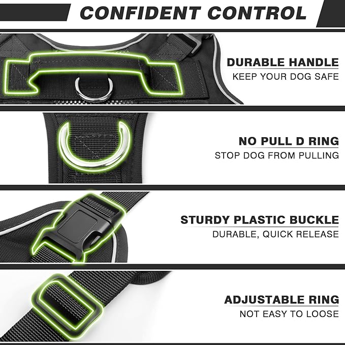 WINSEE Service Dog in Training Mesh Harness with 10 Pet Patches, Soft Air Mesh Breathable Tactical Dog Molle Vest, Reflective Military Pet Vest for Walking Hiking for Large Dogs