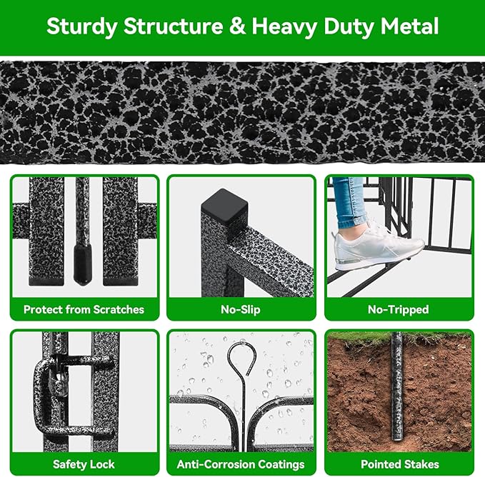 Dog Playpen Outdoor 12 Panels Heavy Duty Dog Fence 40" Height with Thick Pipe Anti-Rust with Doors Portable for RV Camping Yard, Total 27FT, 57 Sq.ft, Snowy Black