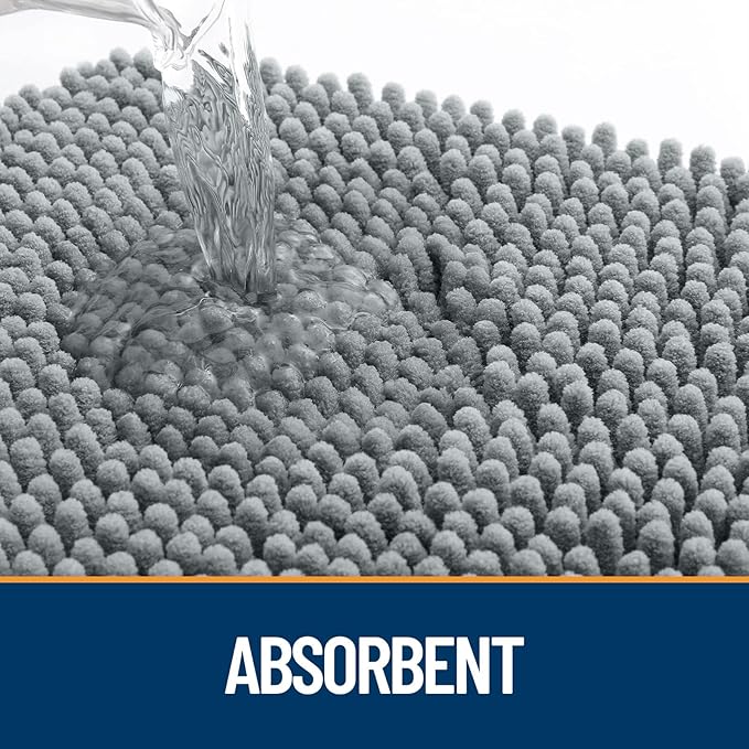 OLANLY Dog Door Mat Set 4-Piece 36x24, Absorbs Moisture and Dirt, Absorbent Non-Slip Washable Doormat, Quick Dry Chenille Mud Mat for Dogs, Entry Indoor Entryway Carpet for Inside Floor, Grey