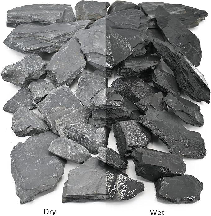 Natural Slate Stone for Aquariums 3 to 10 Inches Perfect Fish Tank Rocks Reptile Basking Stones & Fairy Garden Decor-20LB