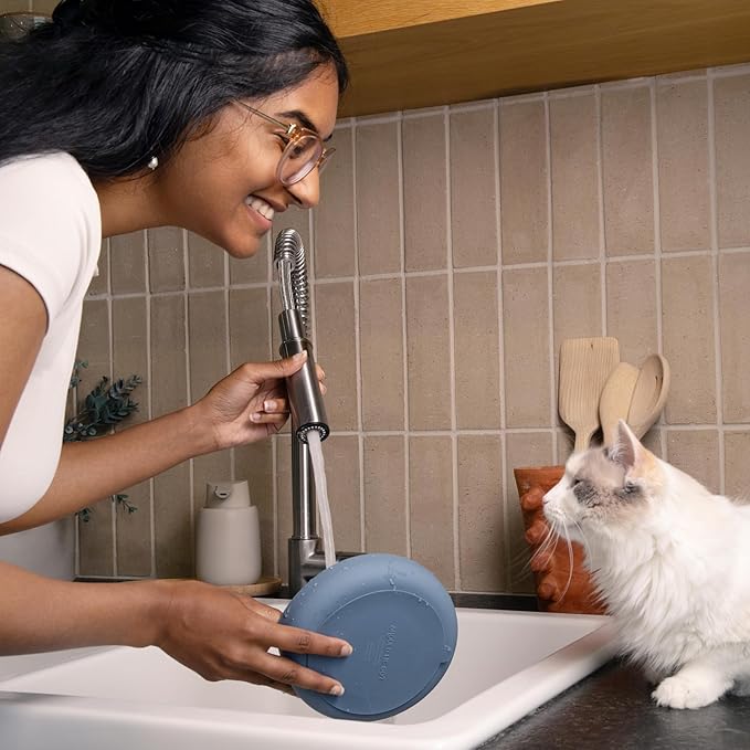 The Slowdown Bowl Silicone Slow Feeder for Cats & Kittens, Slow Eating Mealtime Solution with Modern Lick Mat Design, Reduces Gulping, Fits 1 Cup 6” Across x 1.25” Tall, Small-Tan