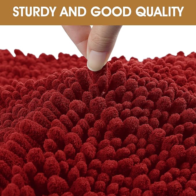 IM HOME Extra Large 60" x 36" Red Dog Door Mats for Muddy Paws, Chenille Absorbent Dog Mat, Non Slip Heavy Mud Mat for Dogs, Soft Pet Bed Mat for Entryway, Mud Paws, Inside Floor