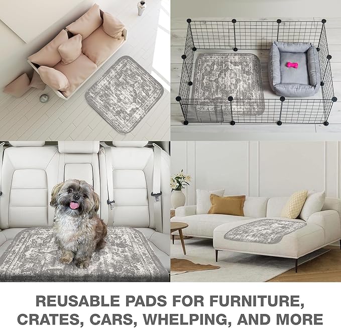 Washable Pee Pads for Dogs - Super Absorbent Reusable Puppy Training Pads - 100% Waterproof, Leak-Proof & Non-Slip Whelping Pads for Pet Housebreaking