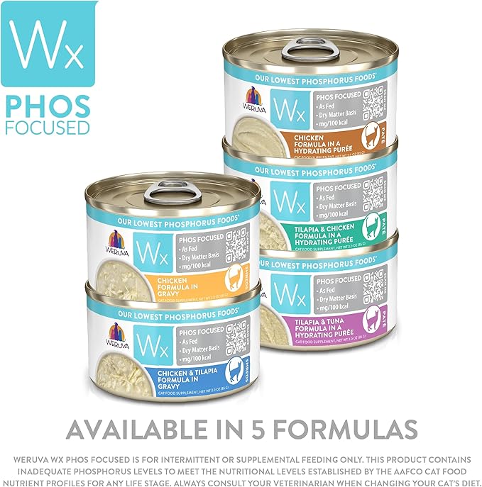 Weruva Wx Phos Focused, Pate Formulas Variety Pack, 3oz Can (Pack of 12)