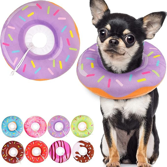 Cat Cone Collar Soft, Cute Cat Donut Collar After Surgery, Adjustable Kitten Recovery Cones to Stop Licking, Lightweight Neck Elizabethan Collars for Cats Kittens (Purple, Large)