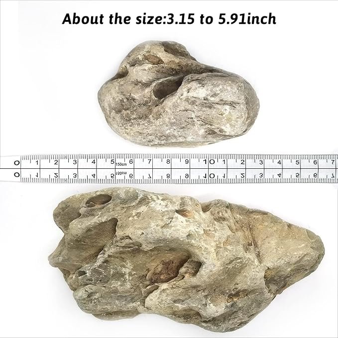 PINVNBY Dragon Stone Ohko Natural Aquarium Rocks - Mixed Sizes Perfect for Reptile & Amphibian Tanks - 4.5 lbs