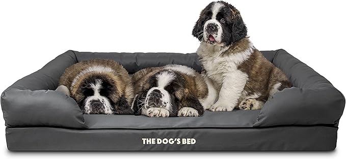 The Dog’s Bed, Dog Bed XXL Grey 51.5x39, Memory Foam, Pain Relief: Arthritis, Hip & Elbow Dysplasia, Post Surgery, Lameness, Supportive, Calming, Waterproof Washable Cover, Veterinary Approved