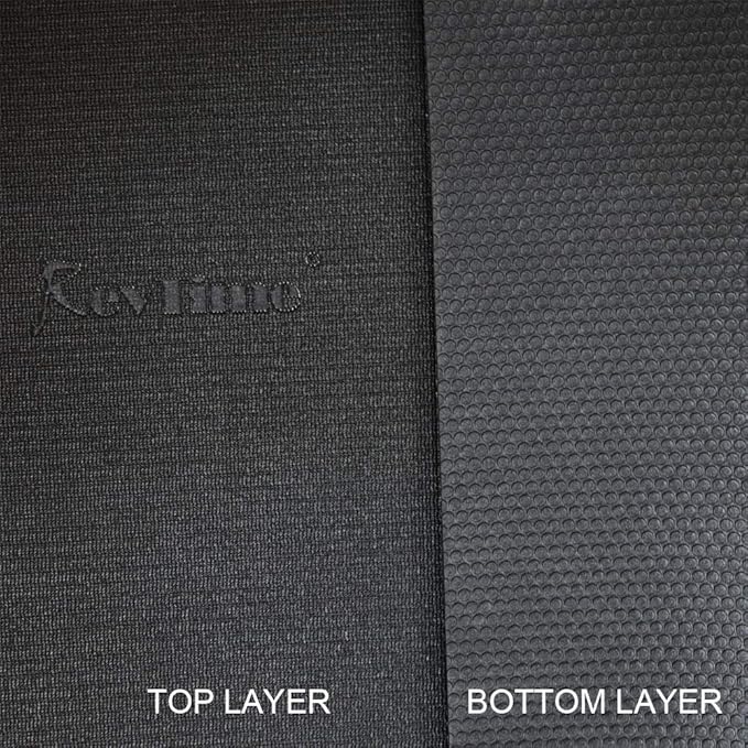 RevTime Extra Large Exercise Mat 7 x 5 feet (84" x 60" x 1/4") 6 mm Thick & High Density Mat for Home Cardio and Yoga Workouts, Durable Gym Floor Mat, Black