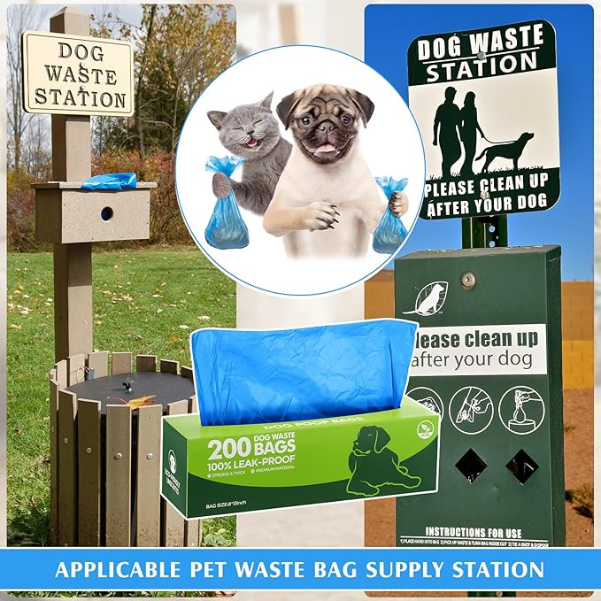 Harloon 6000 Counts Dog Poop Waste Bags 30 Rolls Extra Thick Strong Leak PET Proof Bags Disposable Bulk Universal Doggy Roll Waste Box for Puppy Outdoor Walking Travel(Bule,12 x 8 Inches)