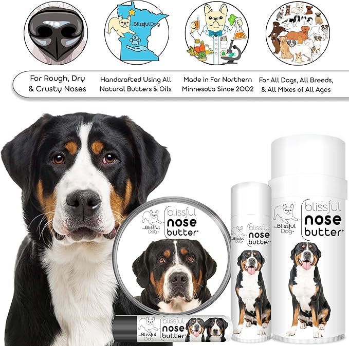 The Blissful Dog Greater Swiss Mountain Dog Unscented Nose Butter - Dog Nose Butter, 4 Ounce