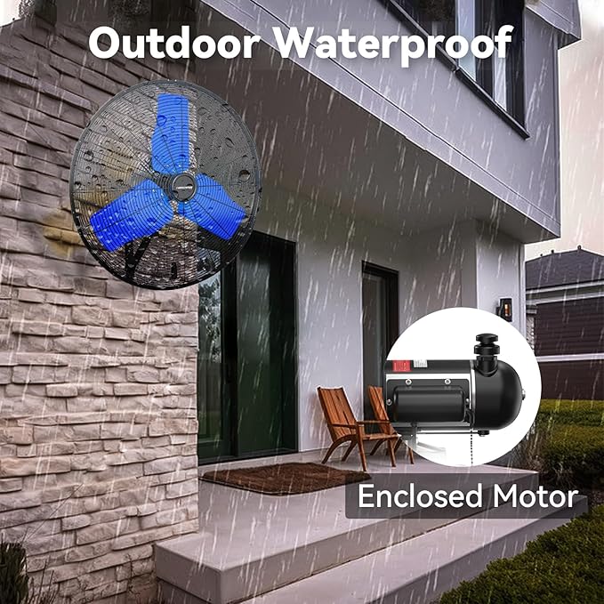 24 Inch 9500 CFM Waterproof Wall Fan Pro Series - Outdoor High Velocity Wall Mount Fan with Enclosed Motor for Residential, Warehouse, Patio, Shop, Garage, Barn UL Safety Listed